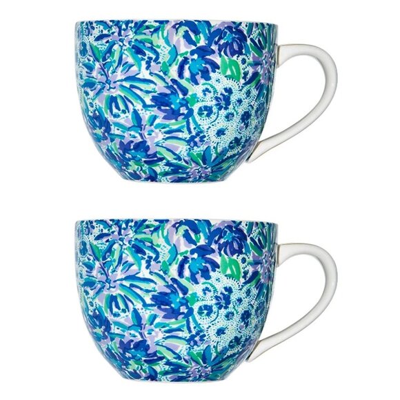 Lilly Pulitzer Other - LILLY‎ PULITZER Teal Blue & Green Ceramic Mug Set (2 Piece) SO PRETTY & NEW!